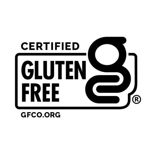 Certified Gluten Free logo with 'GFCO.ORG' on a white background